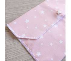 Pochette enveloppe rose étoiles coton doublée