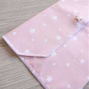 Pochette en tissu multi-usages format enveloppe personnalisable - Etoiles rose Coton uni blanc