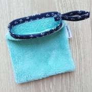 Mini gant nettoyant démaquillant - Petites ancres bateau bleu lagon