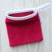 Mini gant nettoyant démaquillant - Biais étoiles beige/blanc Micro-polaire rouge grenat