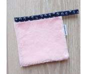Mini gant nettoyant démaquillant - Petites ancres bateau Micro-polaire rose