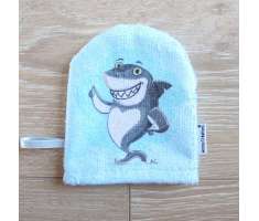 Gant de toilette enfant motif requin stylé