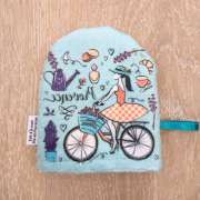 Gant de toilette enfant -  Provence à vélo bleue  - Eponge Bambou