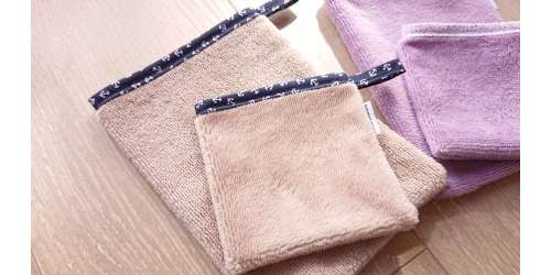 Gants et mini-gants nettoyants et démaquillants peaux sensibles, zéro déchet, Oeko-Tex